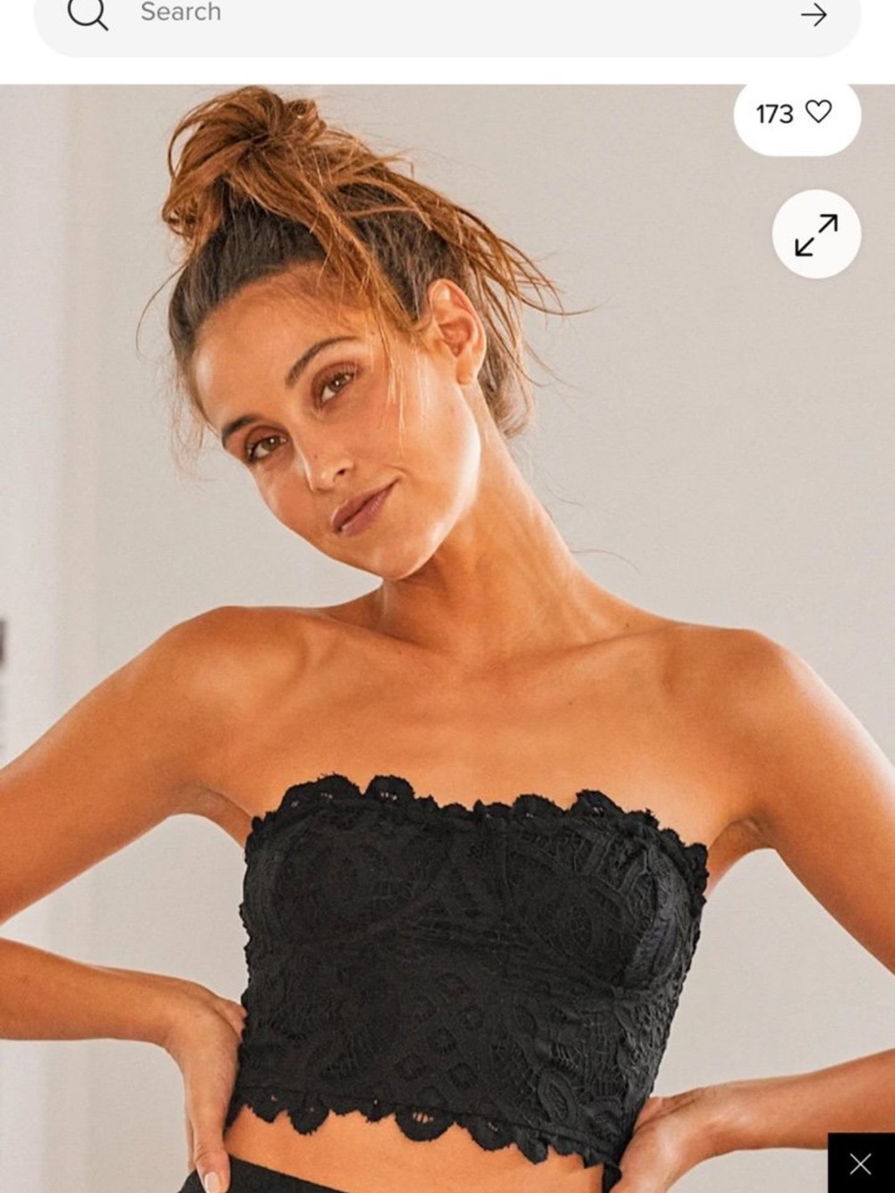 Free People Adella Black Lace bandeau/crop